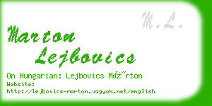 marton lejbovics business card